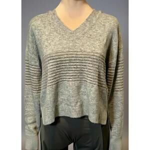 Democracy L Oversize Heather Grey/Rose Gold V-Neck Long Sleeve Pullover Sweater